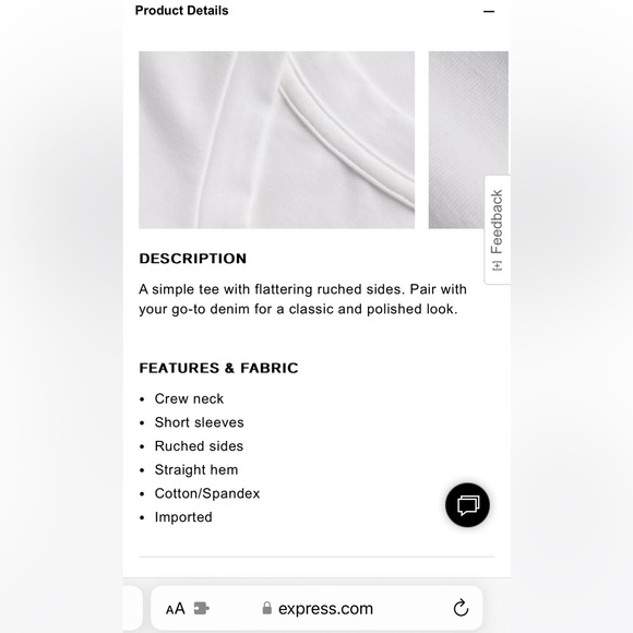 NWT Express Crew neck short sleeved ruched sides tee - light green color - Picture 6 of 11